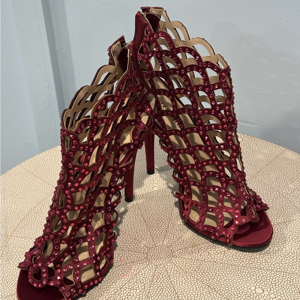 Elegant Red Cutout Heels
